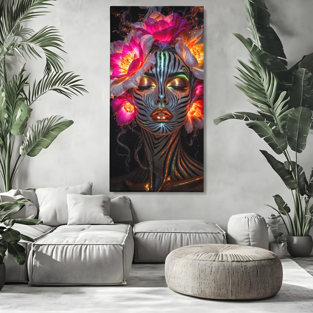 Tablou Canvas Premium, LuxCanva® G1243, Zebra Celesta, Cosmic, Flori, Foc, Nocturn, Spirit, Regina, Lumina, Electric, Metamorfoza, Vis, Flacara, Neon, Mistic, Energie, Tacere, Salon, Living, Dormitor