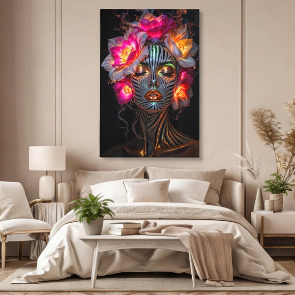 Tablou Canvas Premium, LuxCanva® G1243, Zebra Celesta, Cosmic, Flori, Foc, Nocturn, Spirit, Regina, Lumina, Electric, Metamorfoza, Vis, Flacara, Neon, Mistic, Energie, Tacere, Salon, Living, Dormitor