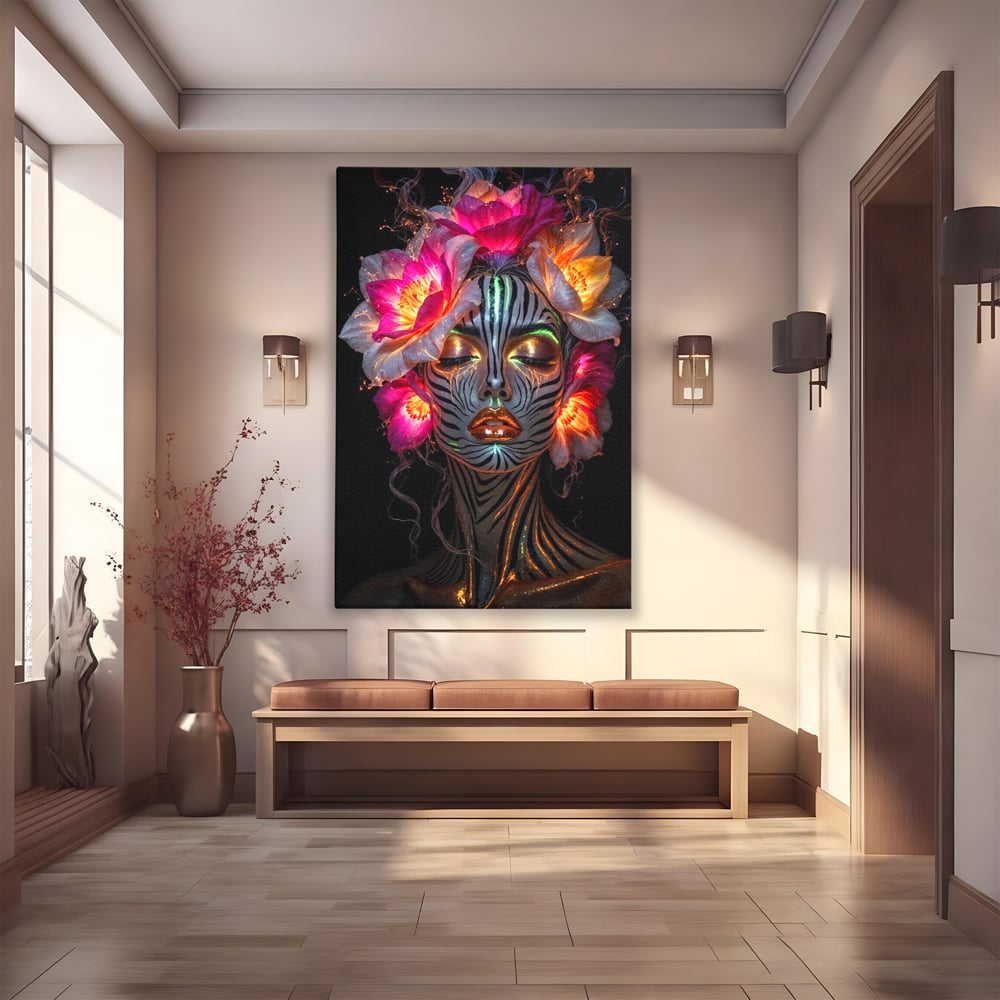Tablou Canvas Premium, LuxCanva® G1243, Zebra Celesta, Cosmic, Flori, Foc, Nocturn, Spirit, Regina, Lumina, Electric, Metamorfoza, Vis, Flacara, Neon, Mistic, Energie, Tacere, Salon, Living, Dormitor