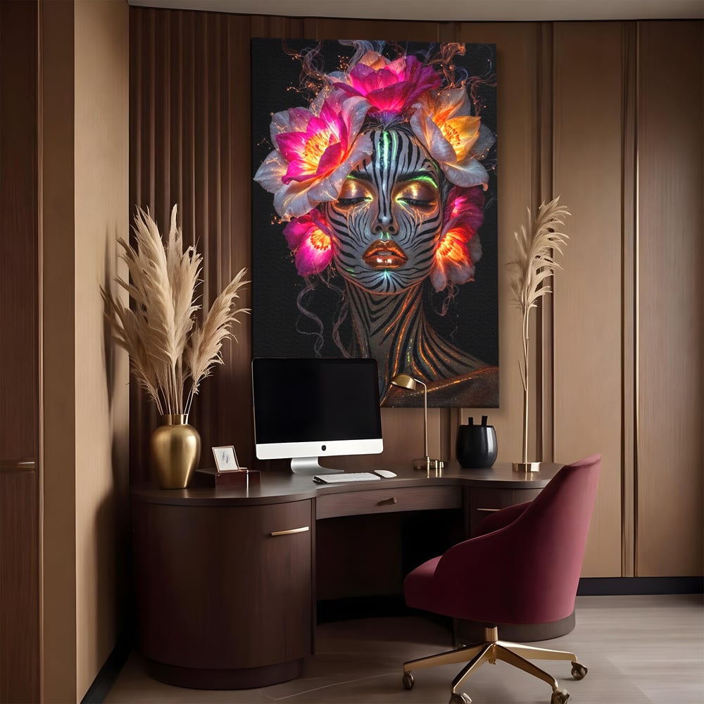 Tablou Canvas Premium, LuxCanva® G1243, Zebra Celesta, Cosmic, Flori, Foc, Nocturn, Spirit, Regina, Lumina, Electric, Metamorfoza, Vis, Flacara, Neon, Mistic, Energie, Tacere, Salon, Living, Dormitor