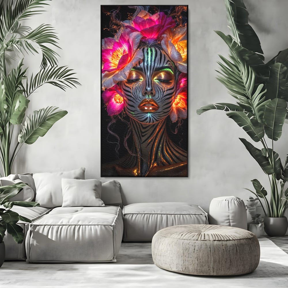 Tablou Canvas Premium, LuxCanva® G1243, Zebra Celesta, Cosmic, Flori, Foc, Nocturn, Spirit, Regina, Lumina, Electric, Metamorfoza, Vis, Flacara, Neon, Mistic, Energie, Tacere, Salon, Living, Dormitor