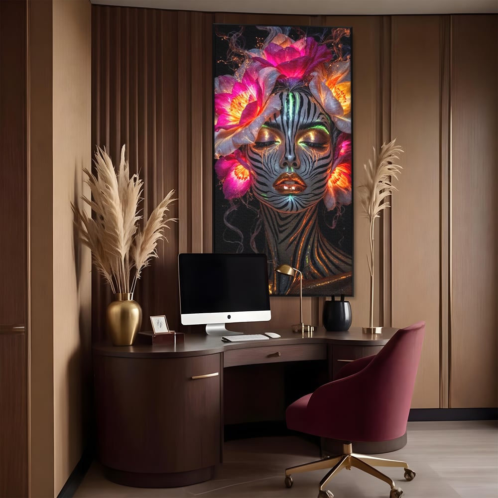 Tablou Canvas Premium, LuxCanva® G1243, Zebra Celesta, Cosmic, Flori, Foc, Nocturn, Spirit, Regina, Lumina, Electric, Metamorfoza, Vis, Flacara, Neon, Mistic, Energie, Tacere, Salon, Living, Dormitor