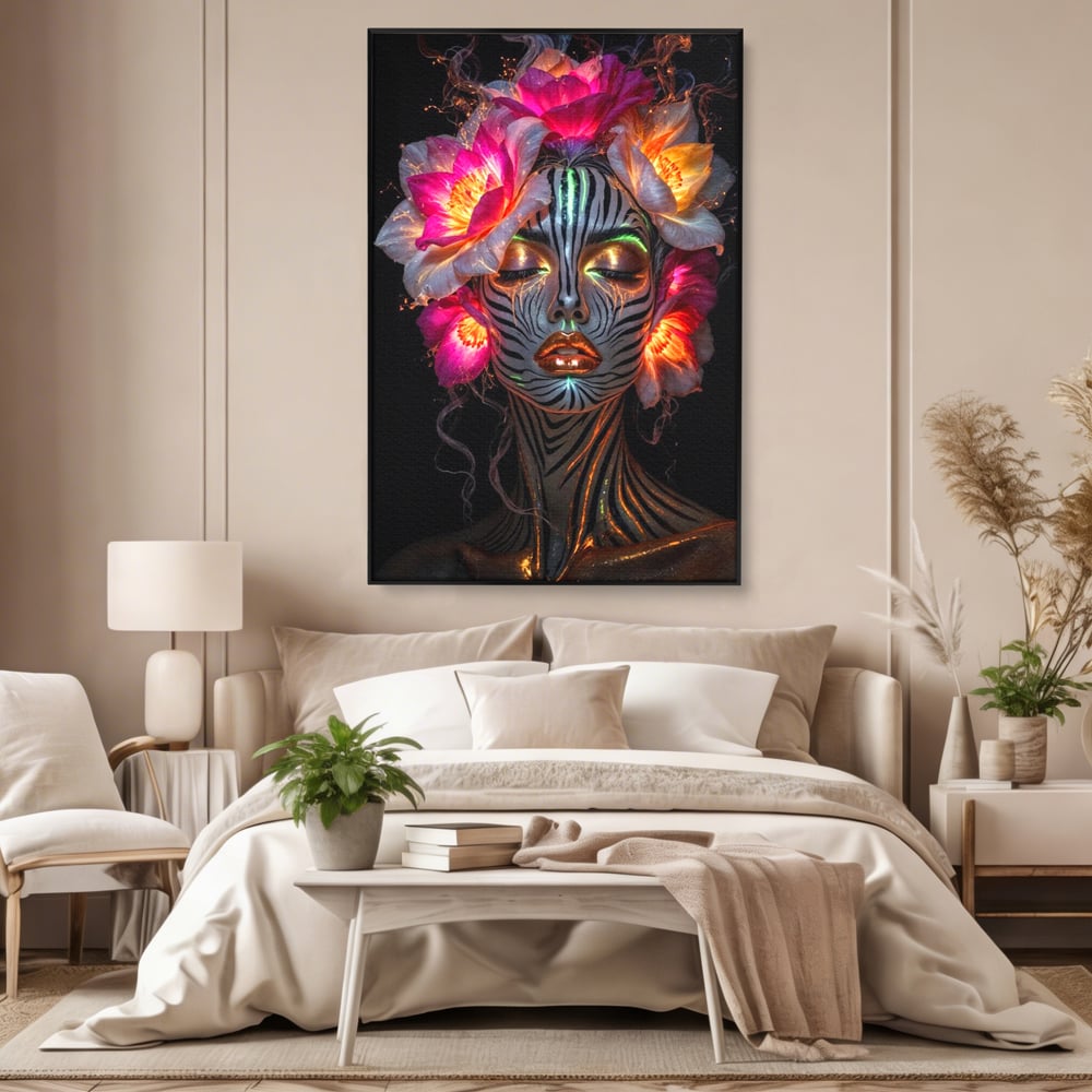 Tablou Canvas Premium, LuxCanva® G1243, Zebra Celesta, Cosmic, Flori, Foc, Nocturn, Spirit, Regina, Lumina, Electric, Metamorfoza, Vis, Flacara, Neon, Mistic, Energie, Tacere, Salon, Living, Dormitor