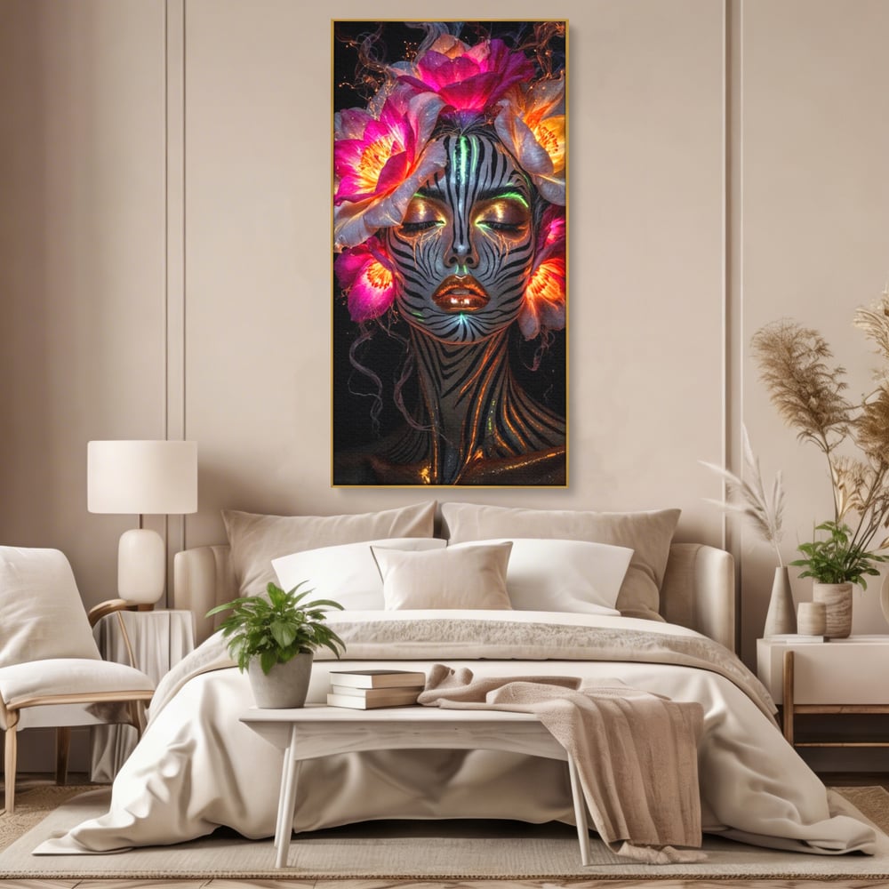 Tablou Canvas Premium, LuxCanva® G1243, Zebra Celesta, Cosmic, Flori, Foc, Nocturn, Spirit, Regina, Lumina, Electric, Metamorfoza, Vis, Flacara, Neon, Mistic, Energie, Tacere, Salon, Living, Dormitor