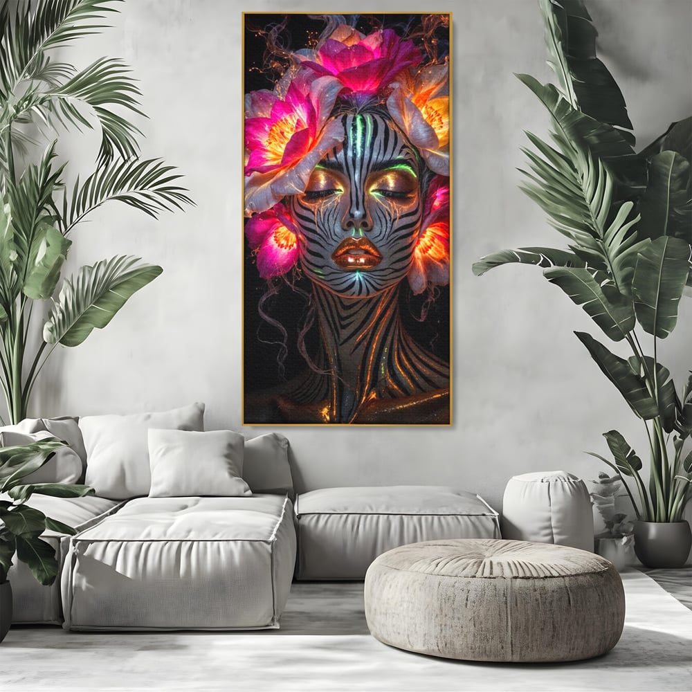 Tablou Canvas Premium, LuxCanva® G1243, Zebra Celesta, Cosmic, Flori, Foc, Nocturn, Spirit, Regina, Lumina, Electric, Metamorfoza, Vis, Flacara, Neon, Mistic, Energie, Tacere, Salon, Living, Dormitor
