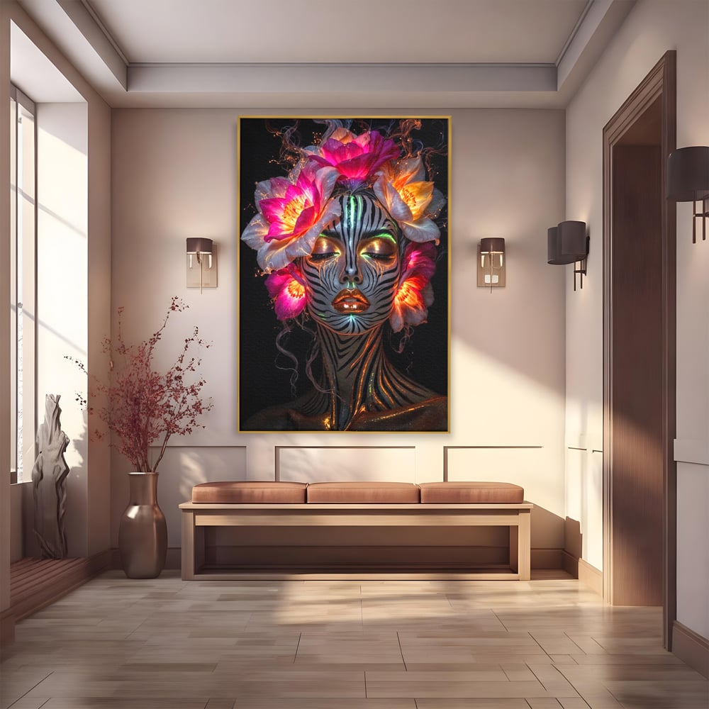 Tablou Canvas Premium, LuxCanva® G1243, Zebra Celesta, Cosmic, Flori, Foc, Nocturn, Spirit, Regina, Lumina, Electric, Metamorfoza, Vis, Flacara, Neon, Mistic, Energie, Tacere, Salon, Living, Dormitor