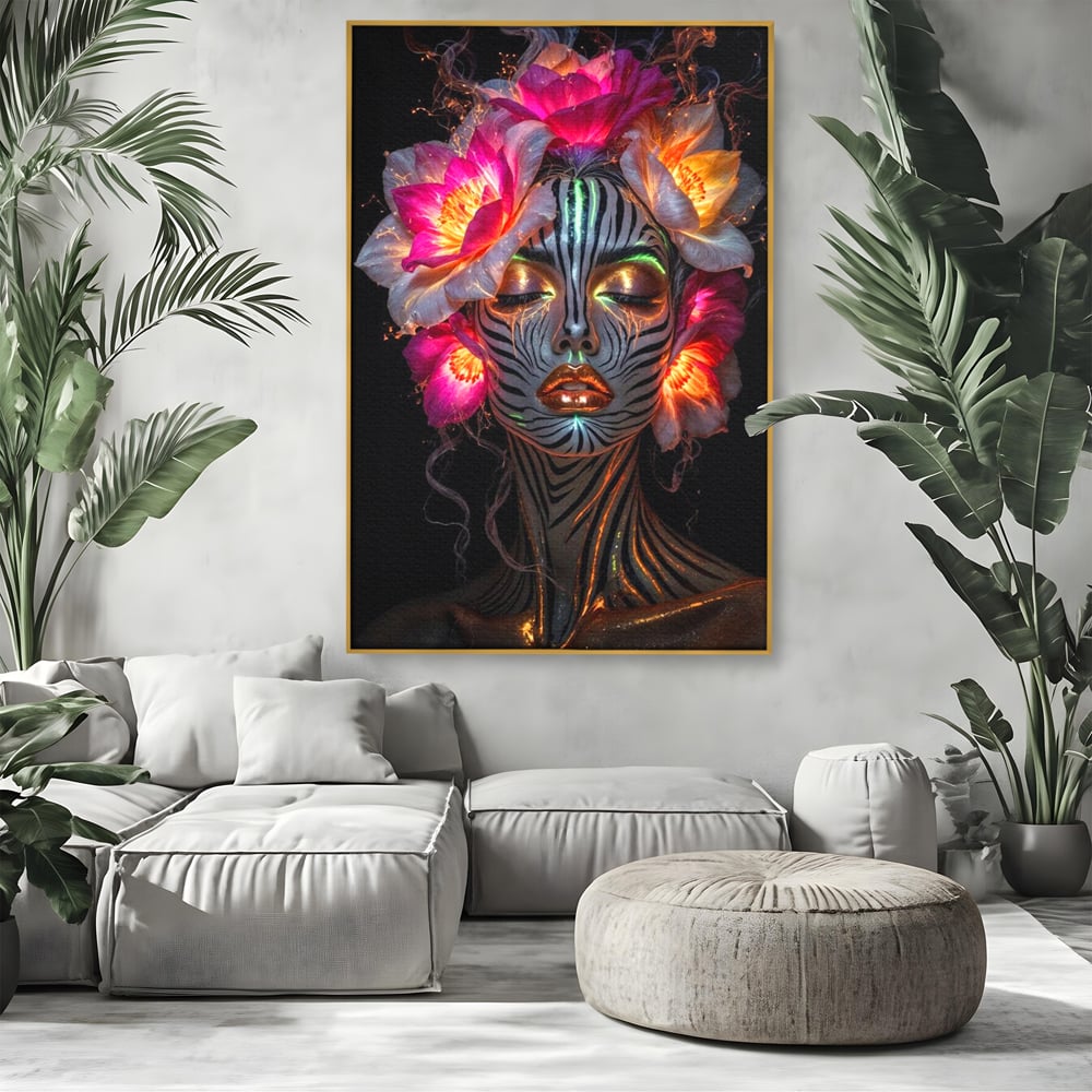 Tablou Canvas Premium, LuxCanva® G1243, Zebra Celesta, Cosmic, Flori, Foc, Nocturn, Spirit, Regina, Lumina, Electric, Metamorfoza, Vis, Flacara, Neon, Mistic, Energie, Tacere, Salon, Living, Dormitor