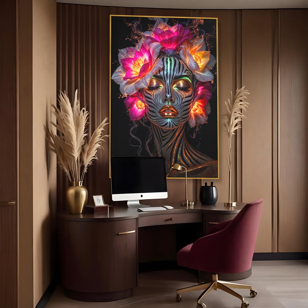 Tablou Canvas Premium, LuxCanva® G1243, Zebra Celesta, Cosmic, Flori, Foc, Nocturn, Spirit, Regina, Lumina, Electric, Metamorfoza, Vis, Flacara, Neon, Mistic, Energie, Tacere, Salon, Living, Dormitor