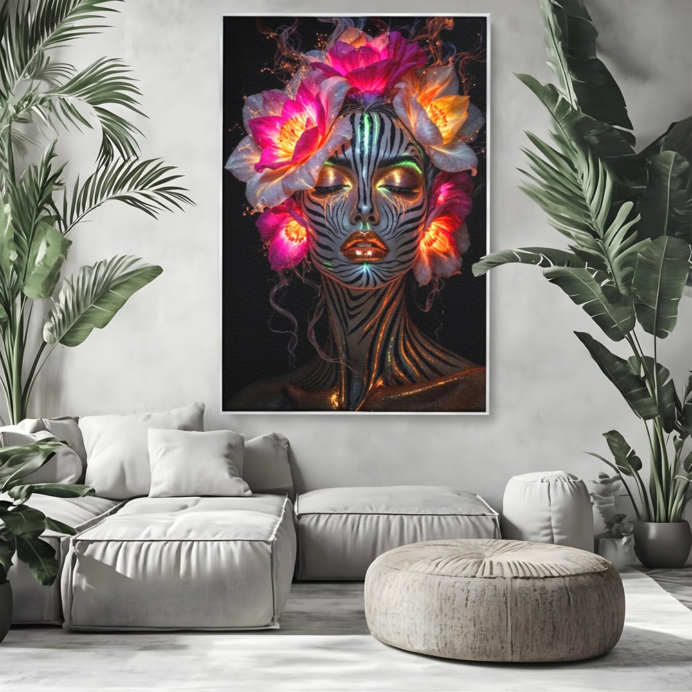 Tablou Canvas Premium, LuxCanva® G1243, Zebra Celesta, Cosmic, Flori, Foc, Nocturn, Spirit, Regina, Lumina, Electric, Metamorfoza, Vis, Flacara, Neon, Mistic, Energie, Tacere, Salon, Living, Dormitor