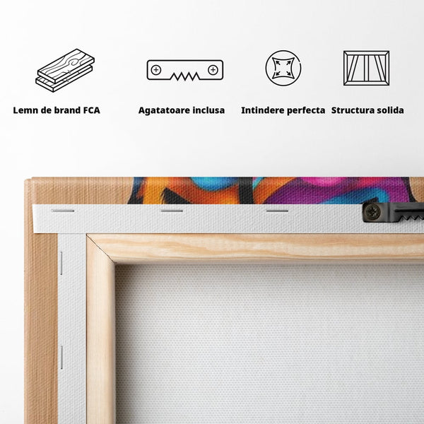 Tablou Canvas Premium, LuxCanva® G1244, Dualitate Feminina, Colorat, Emotie, Energie, Suflete, Intrepatruns, Vibrant, Fete, Femei, Spirit, Abstract, Contrast, Perete, Mov, Salon, Living, Dormitor