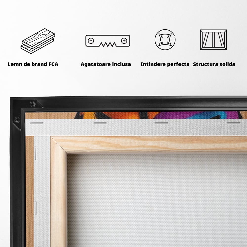 Tablou Canvas Premium, LuxCanva® G1244, Dualitate Feminina, Colorat, Emotie, Energie, Suflete, Intrepatruns, Vibrant, Fete, Femei, Spirit, Abstract, Contrast, Perete, Mov, Salon, Living, Dormitor