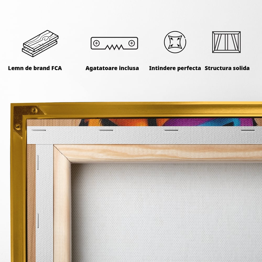 Tablou Canvas Premium, LuxCanva® G1244, Dualitate Feminina, Colorat, Emotie, Energie, Suflete, Intrepatruns, Vibrant, Fete, Femei, Spirit, Abstract, Contrast, Perete, Mov, Salon, Living, Dormitor
