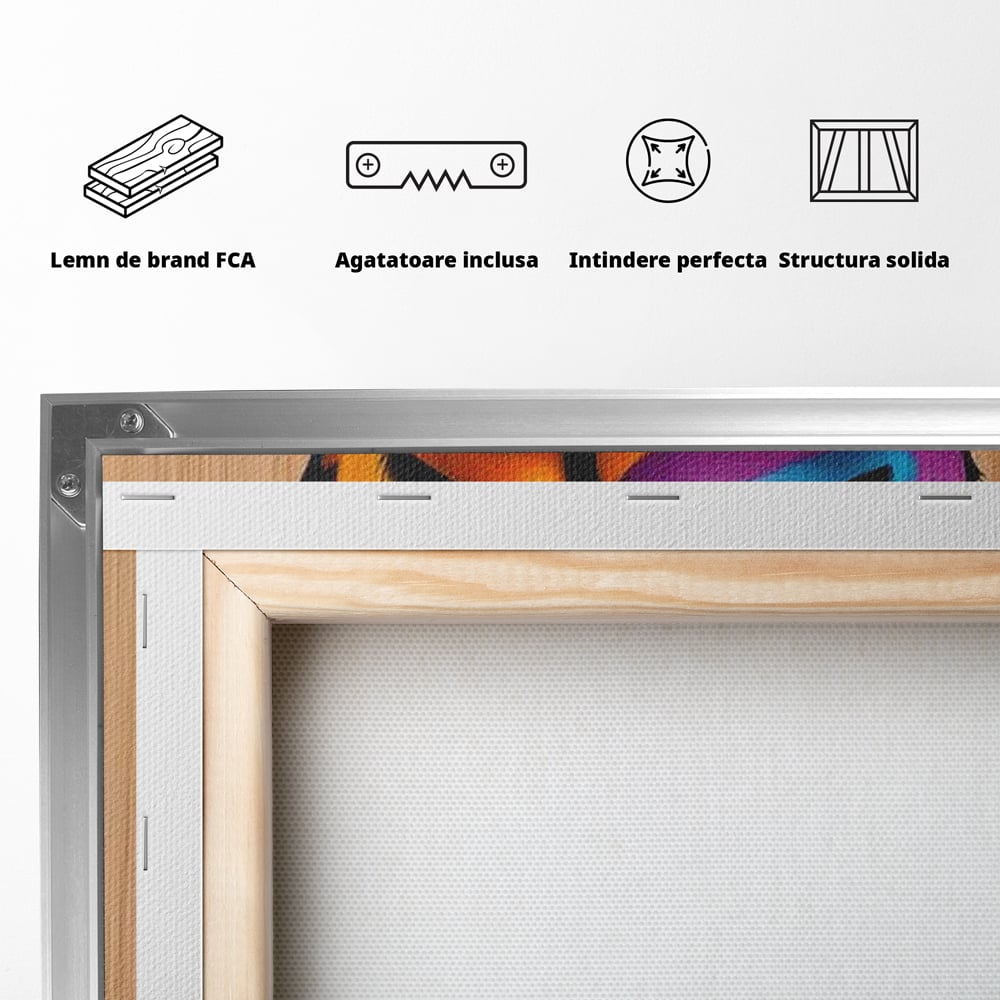 Tablou Canvas Premium, LuxCanva® G1244, Dualitate Feminina, Colorat, Emotie, Energie, Suflete, Intrepatruns, Vibrant, Fete, Femei, Spirit, Abstract, Contrast, Perete, Mov, Salon, Living, Dormitor