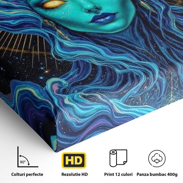 Tablou Canvas Premium, LuxCanva® G1245, Vortex Celest, Queen, Zeitate, Albastru, Energie, Stele, Galactic, Abis, Univers, Ochi, Fantezie, Coarne, Interstelar, Mistic, Hipnoza, Salon, Living, Dormitor