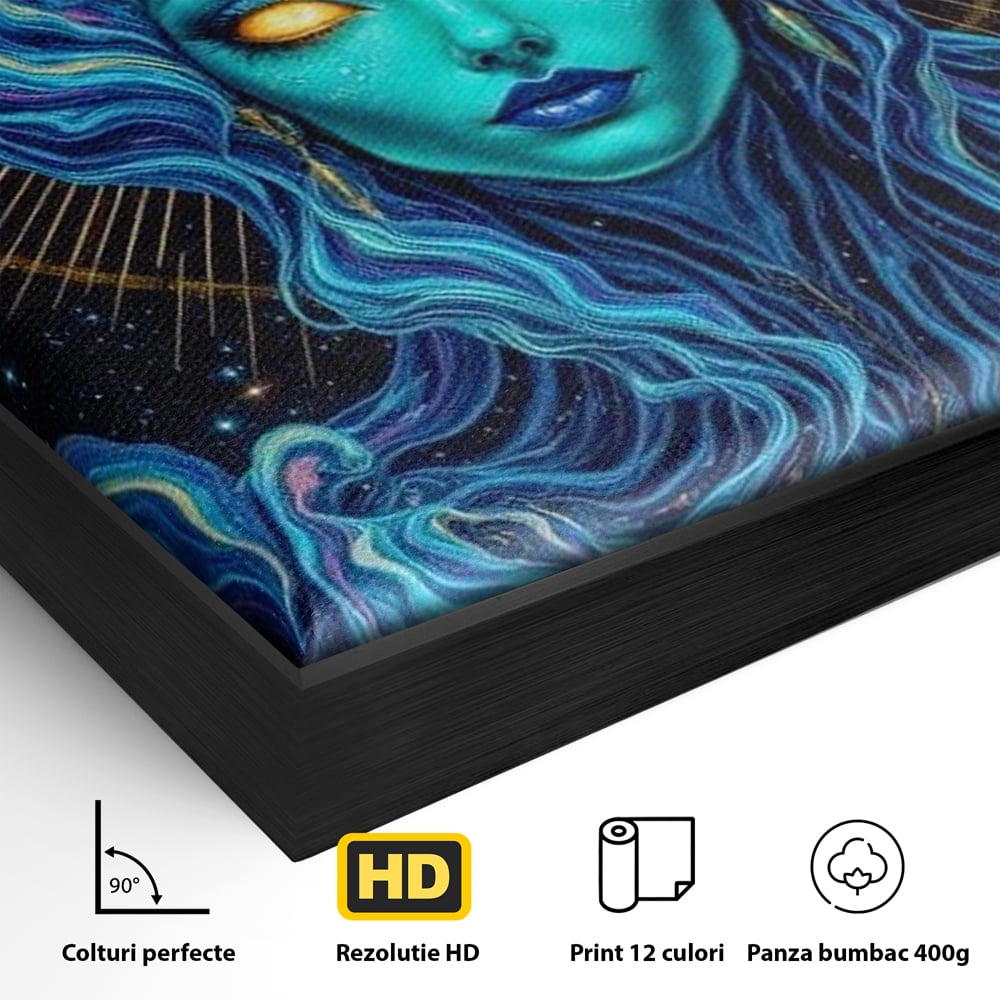 Tablou Canvas Premium, LuxCanva® G1245, Vortex Celest, Queen, Zeitate, Albastru, Energie, Stele, Galactic, Abis, Univers, Ochi, Fantezie, Coarne, Interstelar, Mistic, Hipnoza, Salon, Living, Dormitor