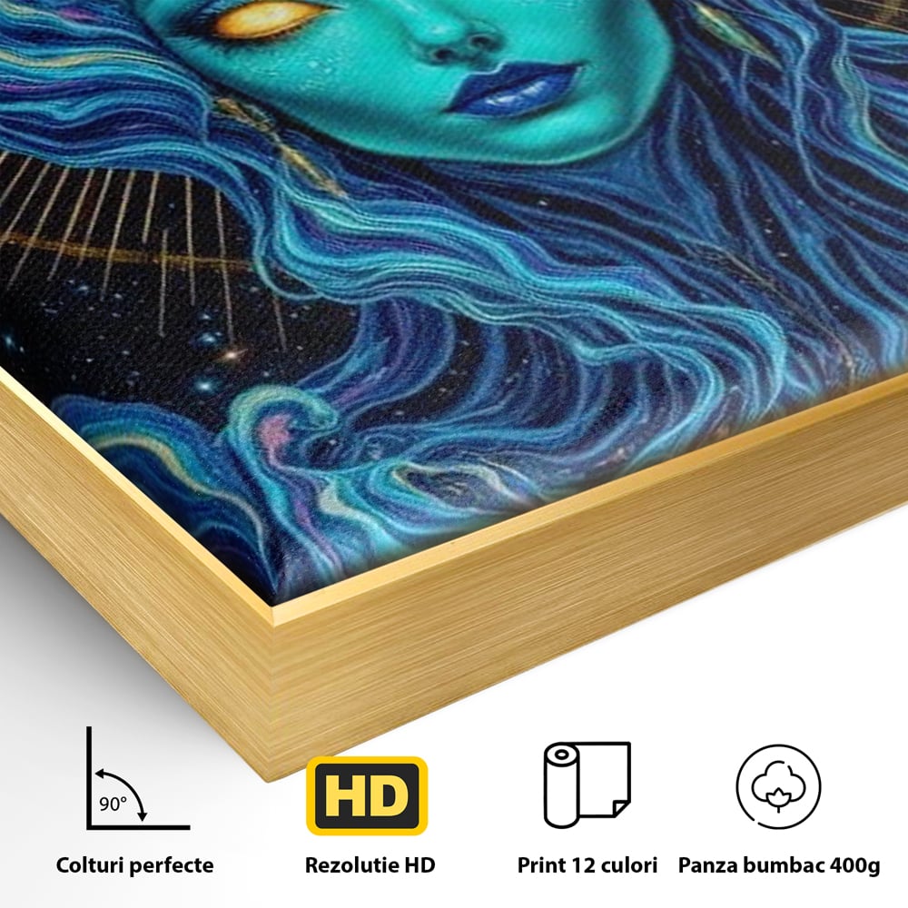 Tablou Canvas Premium, LuxCanva® G1245, Vortex Celest, Queen, Zeitate, Albastru, Energie, Stele, Galactic, Abis, Univers, Ochi, Fantezie, Coarne, Interstelar, Mistic, Hipnoza, Salon, Living, Dormitor