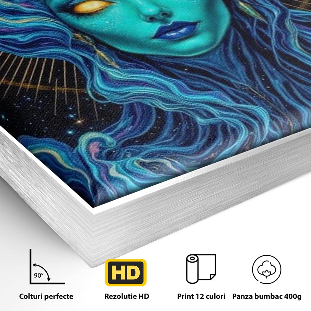 Tablou Canvas Premium, LuxCanva® G1245, Vortex Celest, Queen, Zeitate, Albastru, Energie, Stele, Galactic, Abis, Univers, Ochi, Fantezie, Coarne, Interstelar, Mistic, Hipnoza, Salon, Living, Dormitor