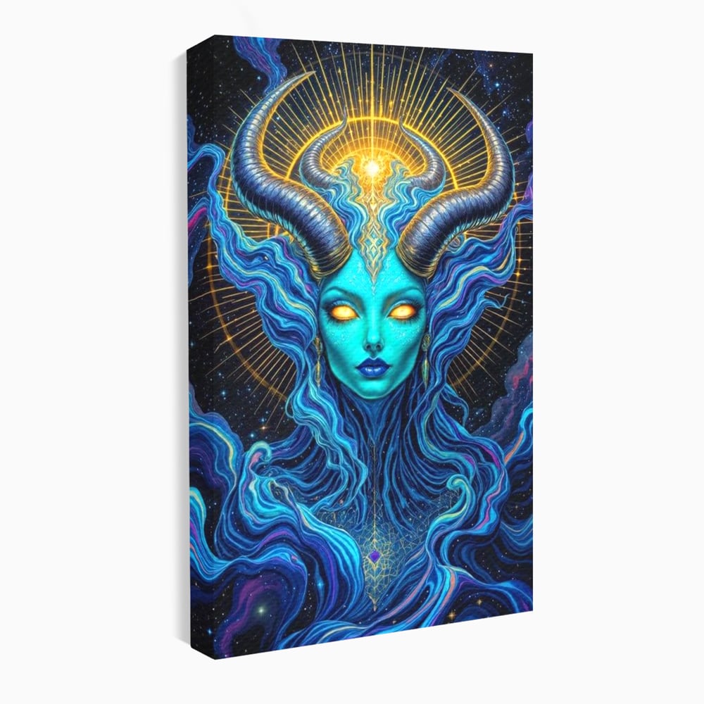 Tablou Canvas Premium, LuxCanva® G1245, Vortex Celest, Queen, Zeitate, Albastru, Energie, Stele, Galactic, Abis, Univers, Ochi, Fantezie, Coarne, Interstelar, Mistic, Hipnoza, Salon, Living, Dormitor