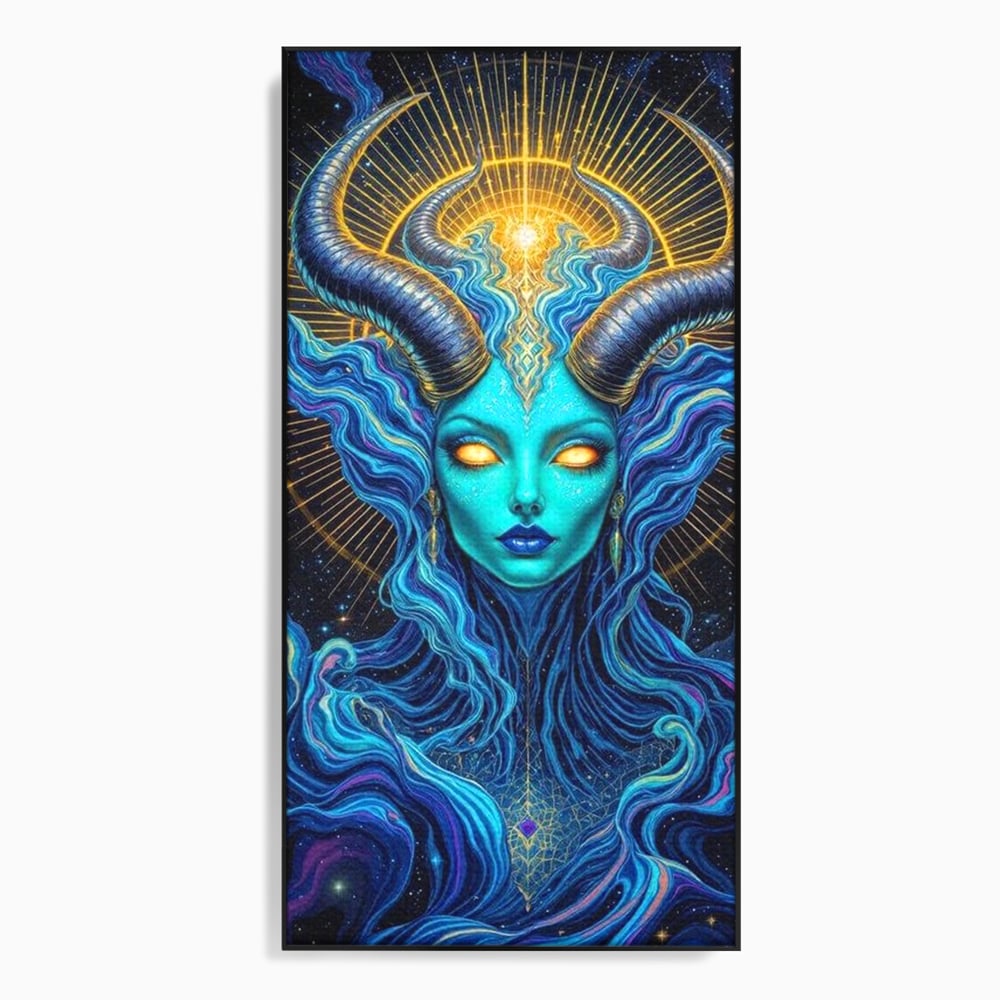 Tablou Canvas Premium, LuxCanva® G1245, Vortex Celest, Queen, Zeitate, Albastru, Energie, Stele, Galactic, Abis, Univers, Ochi, Fantezie, Coarne, Interstelar, Mistic, Hipnoza, Salon, Living, Dormitor