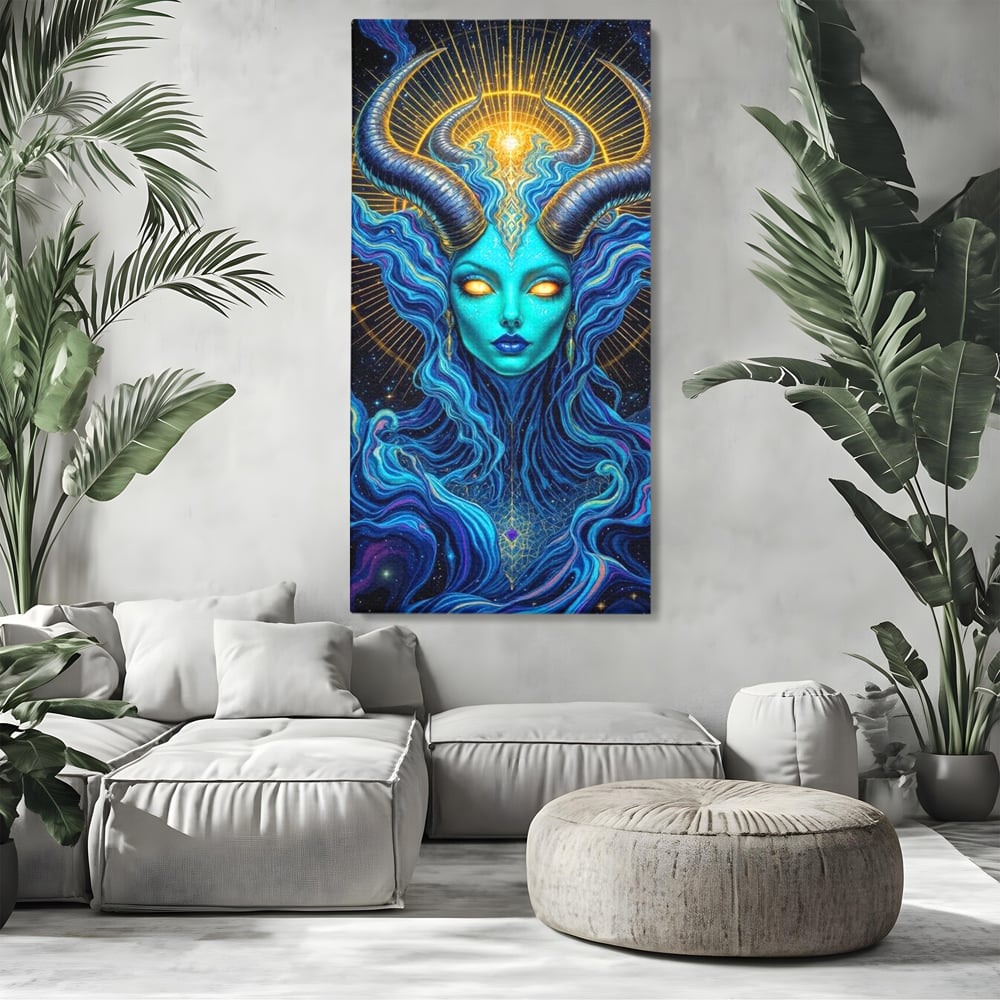 Tablou Canvas Premium, LuxCanva® G1245, Vortex Celest, Queen, Zeitate, Albastru, Energie, Stele, Galactic, Abis, Univers, Ochi, Fantezie, Coarne, Interstelar, Mistic, Hipnoza, Salon, Living, Dormitor