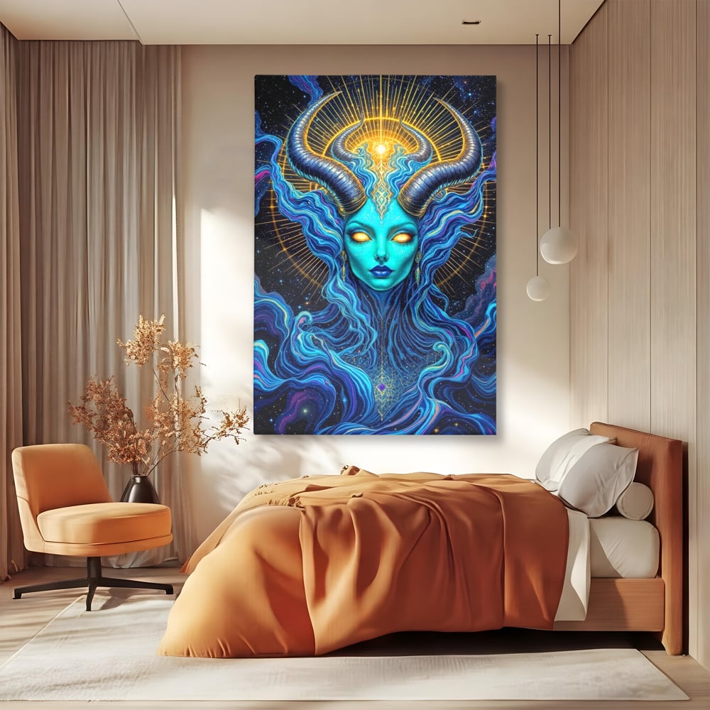 Tablou Canvas Premium, LuxCanva® G1245, Vortex Celest, Queen, Zeitate, Albastru, Energie, Stele, Galactic, Abis, Univers, Ochi, Fantezie, Coarne, Interstelar, Mistic, Hipnoza, Salon, Living, Dormitor
