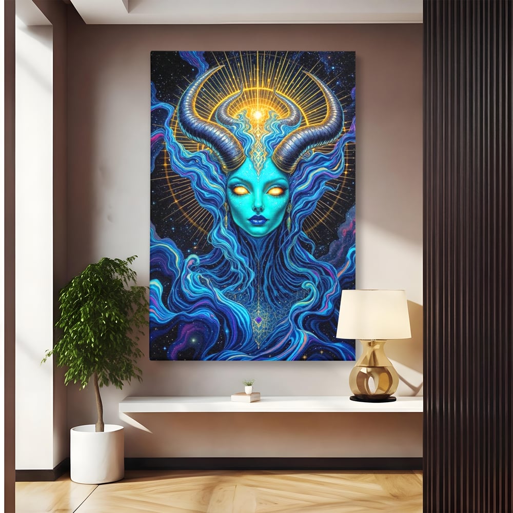 Tablou Canvas Premium, LuxCanva® G1245, Vortex Celest, Queen, Zeitate, Albastru, Energie, Stele, Galactic, Abis, Univers, Ochi, Fantezie, Coarne, Interstelar, Mistic, Hipnoza, Salon, Living, Dormitor