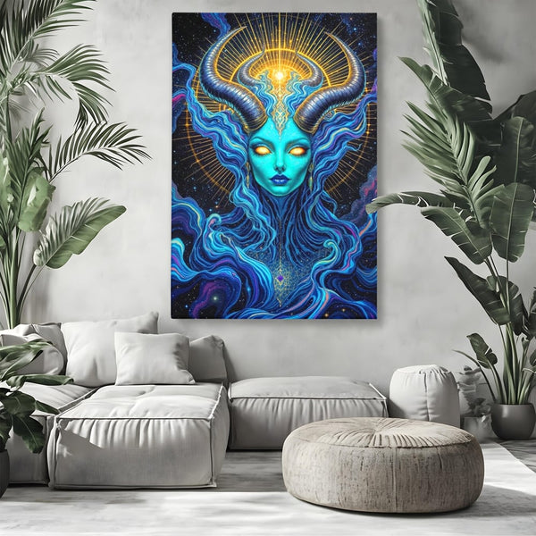 Tablou Canvas Premium, LuxCanva® G1245, Vortex Celest, Queen, Zeitate, Albastru, Energie, Stele, Galactic, Abis, Univers, Ochi, Fantezie, Coarne, Interstelar, Mistic, Hipnoza, Salon, Living, Dormitor