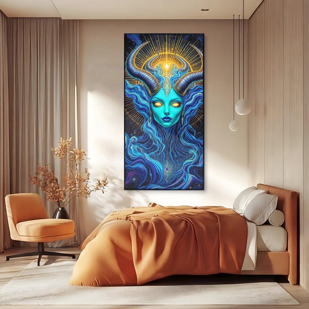 Tablou Canvas Premium, LuxCanva® G1245, Vortex Celest, Queen, Zeitate, Albastru, Energie, Stele, Galactic, Abis, Univers, Ochi, Fantezie, Coarne, Interstelar, Mistic, Hipnoza, Salon, Living, Dormitor