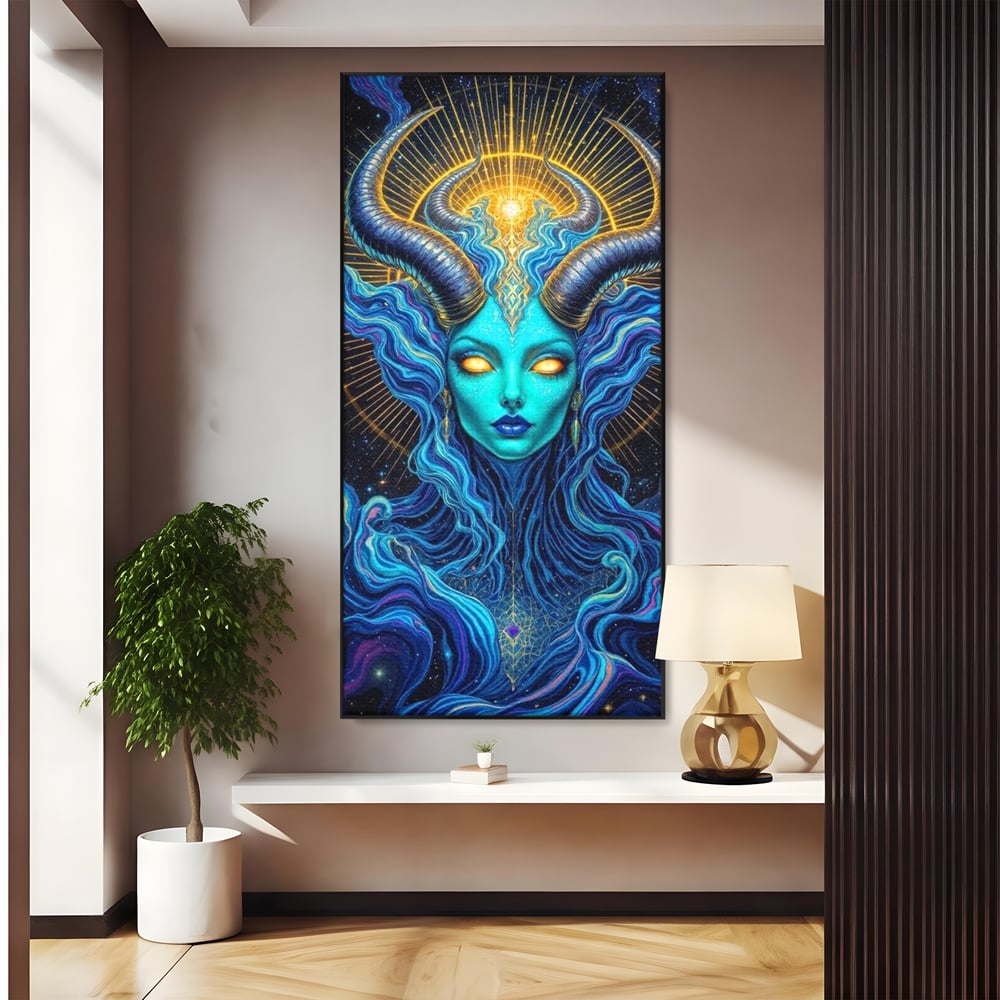 Tablou Canvas Premium, LuxCanva® G1245, Vortex Celest, Queen, Zeitate, Albastru, Energie, Stele, Galactic, Abis, Univers, Ochi, Fantezie, Coarne, Interstelar, Mistic, Hipnoza, Salon, Living, Dormitor
