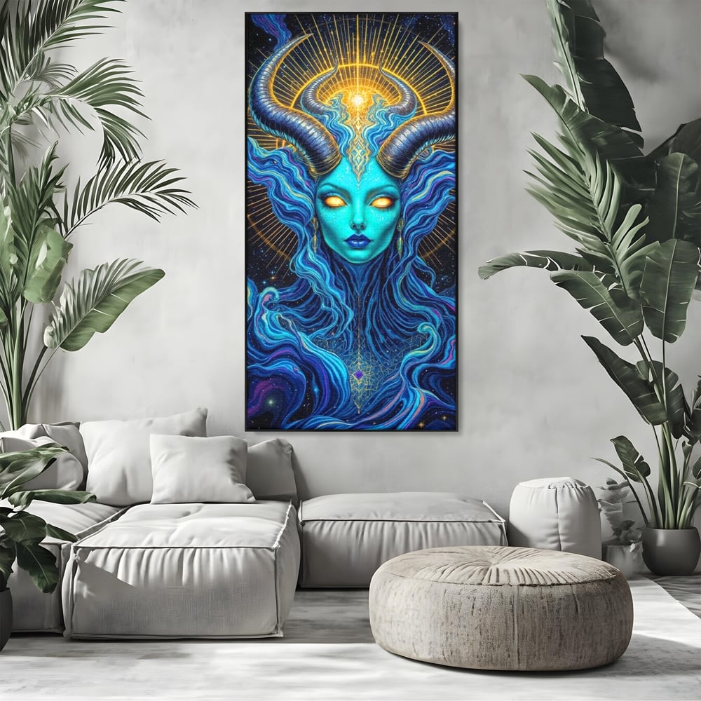 Tablou Canvas Premium, LuxCanva® G1245, Vortex Celest, Queen, Zeitate, Albastru, Energie, Stele, Galactic, Abis, Univers, Ochi, Fantezie, Coarne, Interstelar, Mistic, Hipnoza, Salon, Living, Dormitor