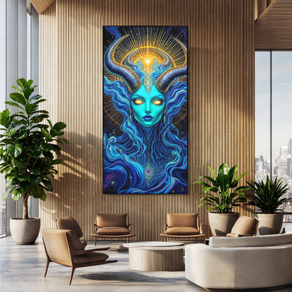 Tablou Canvas Premium, LuxCanva® G1245, Vortex Celest, Queen, Zeitate, Albastru, Energie, Stele, Galactic, Abis, Univers, Ochi, Fantezie, Coarne, Interstelar, Mistic, Hipnoza, Salon, Living, Dormitor