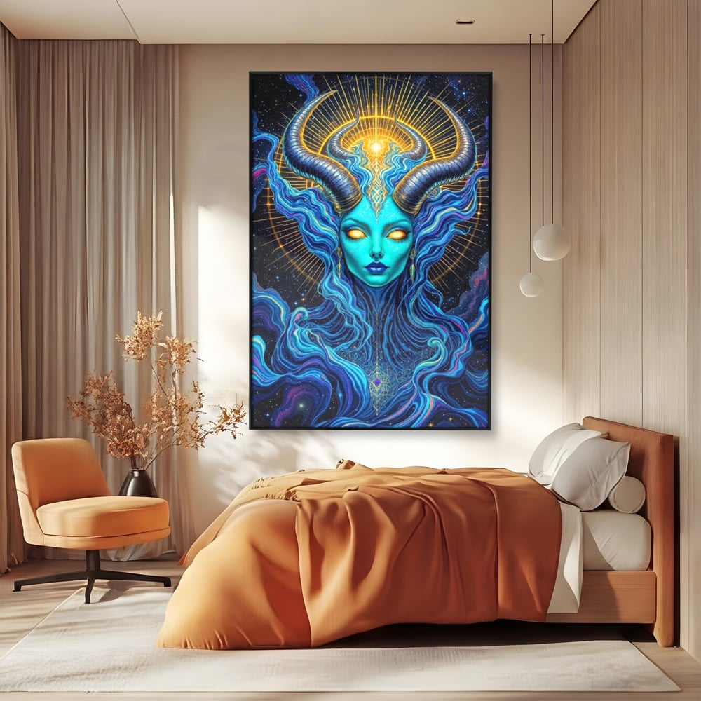 Tablou Canvas Premium, LuxCanva® G1245, Vortex Celest, Queen, Zeitate, Albastru, Energie, Stele, Galactic, Abis, Univers, Ochi, Fantezie, Coarne, Interstelar, Mistic, Hipnoza, Salon, Living, Dormitor