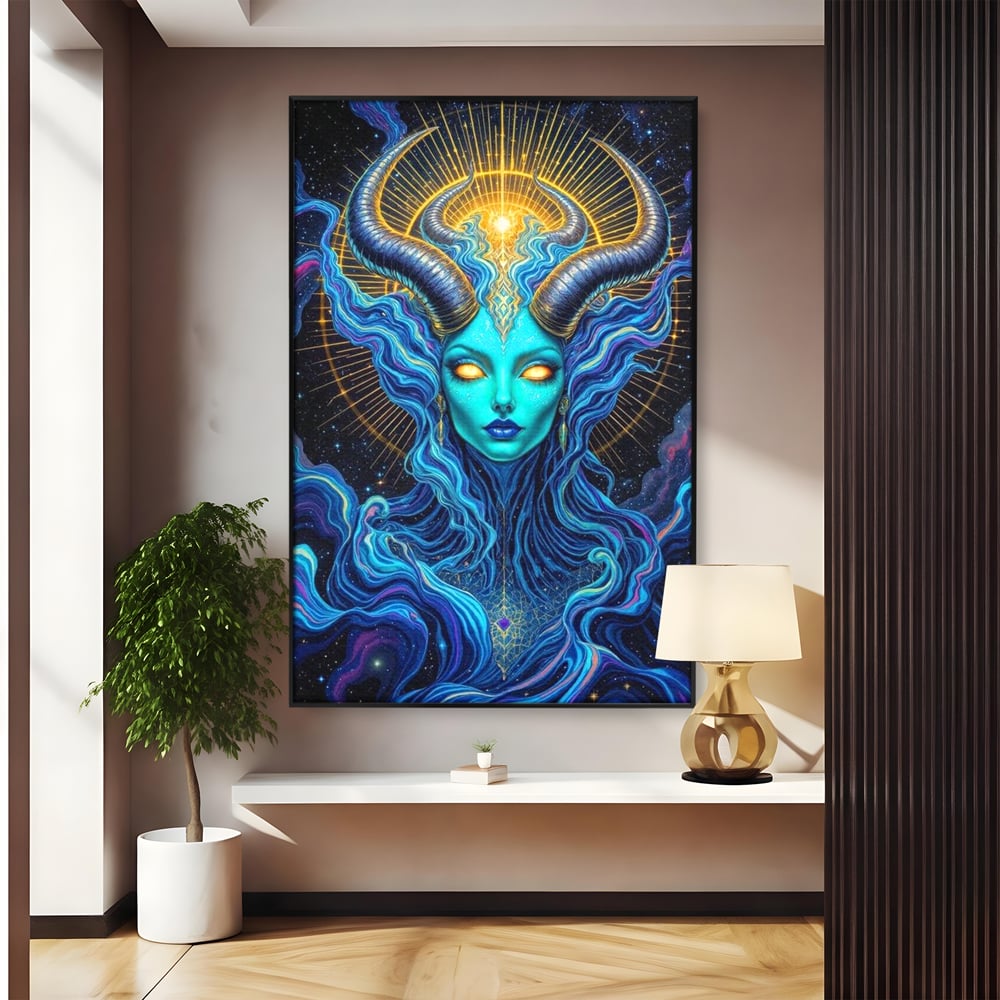 Tablou Canvas Premium, LuxCanva® G1245, Vortex Celest, Queen, Zeitate, Albastru, Energie, Stele, Galactic, Abis, Univers, Ochi, Fantezie, Coarne, Interstelar, Mistic, Hipnoza, Salon, Living, Dormitor