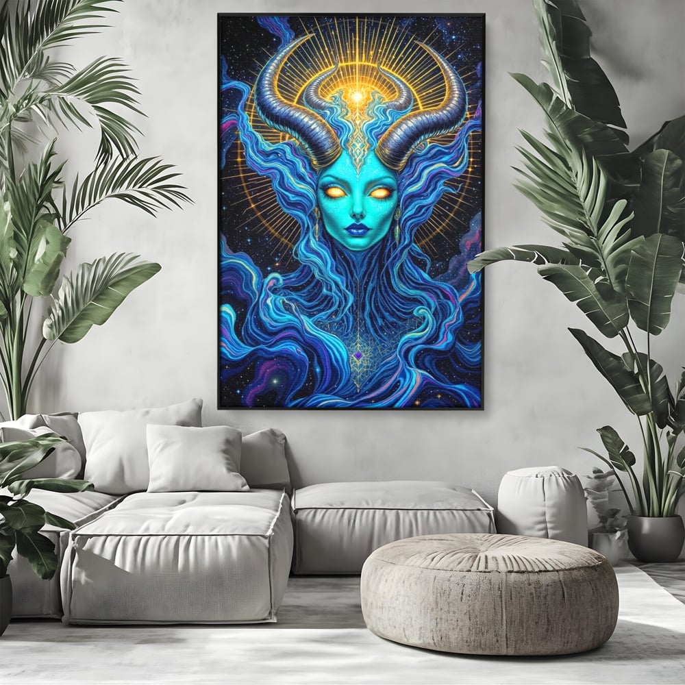 Tablou Canvas Premium, LuxCanva® G1245, Vortex Celest, Queen, Zeitate, Albastru, Energie, Stele, Galactic, Abis, Univers, Ochi, Fantezie, Coarne, Interstelar, Mistic, Hipnoza, Salon, Living, Dormitor
