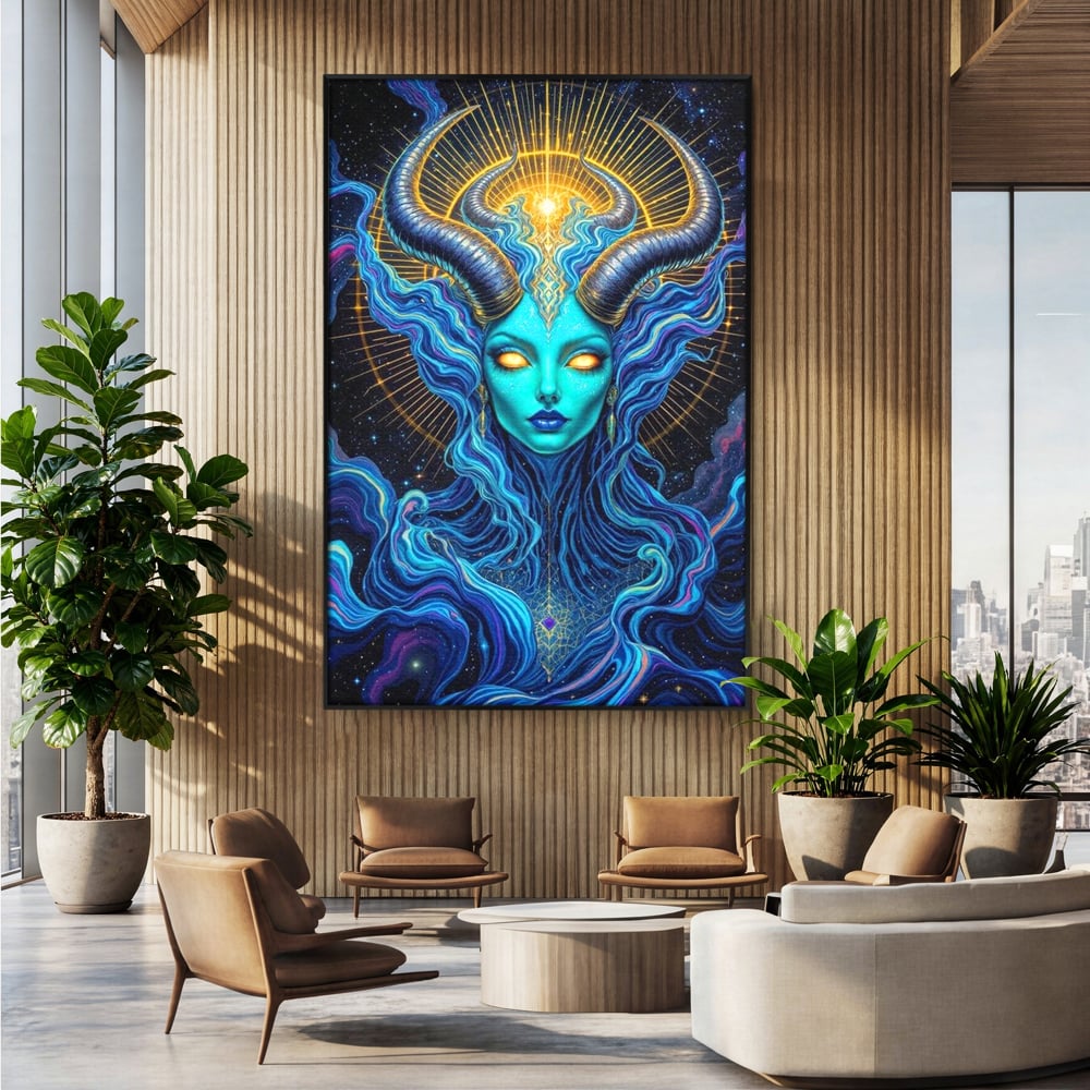 Tablou Canvas Premium, LuxCanva® G1245, Vortex Celest, Queen, Zeitate, Albastru, Energie, Stele, Galactic, Abis, Univers, Ochi, Fantezie, Coarne, Interstelar, Mistic, Hipnoza, Salon, Living, Dormitor