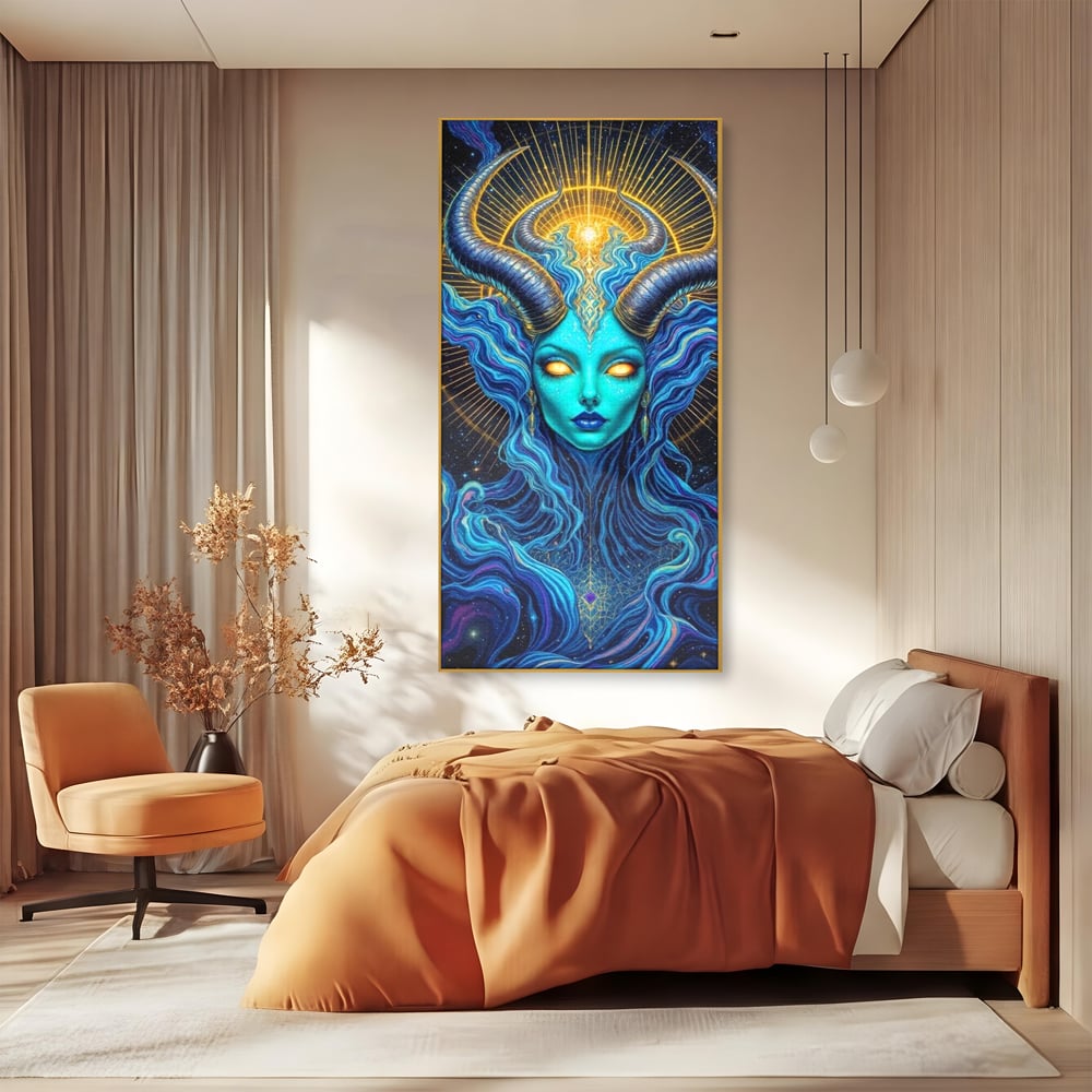 Tablou Canvas Premium, LuxCanva® G1245, Vortex Celest, Queen, Zeitate, Albastru, Energie, Stele, Galactic, Abis, Univers, Ochi, Fantezie, Coarne, Interstelar, Mistic, Hipnoza, Salon, Living, Dormitor