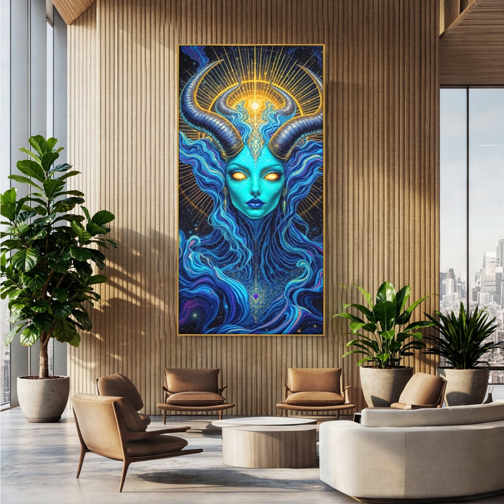 Tablou Canvas Premium, LuxCanva® G1245, Vortex Celest, Queen, Zeitate, Albastru, Energie, Stele, Galactic, Abis, Univers, Ochi, Fantezie, Coarne, Interstelar, Mistic, Hipnoza, Salon, Living, Dormitor