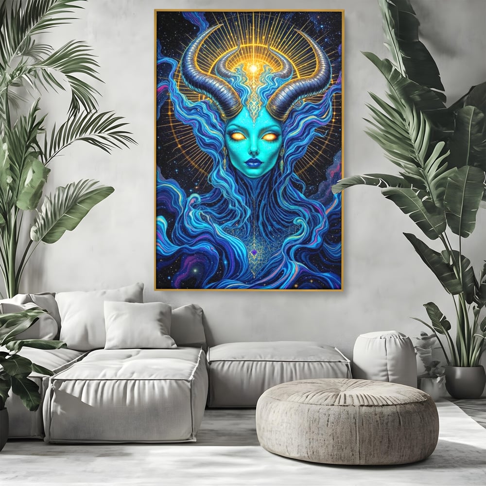 Tablou Canvas Premium, LuxCanva® G1245, Vortex Celest, Queen, Zeitate, Albastru, Energie, Stele, Galactic, Abis, Univers, Ochi, Fantezie, Coarne, Interstelar, Mistic, Hipnoza, Salon, Living, Dormitor