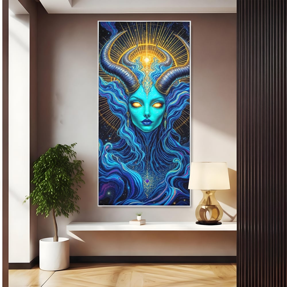 Tablou Canvas Premium, LuxCanva® G1245, Vortex Celest, Queen, Zeitate, Albastru, Energie, Stele, Galactic, Abis, Univers, Ochi, Fantezie, Coarne, Interstelar, Mistic, Hipnoza, Salon, Living, Dormitor