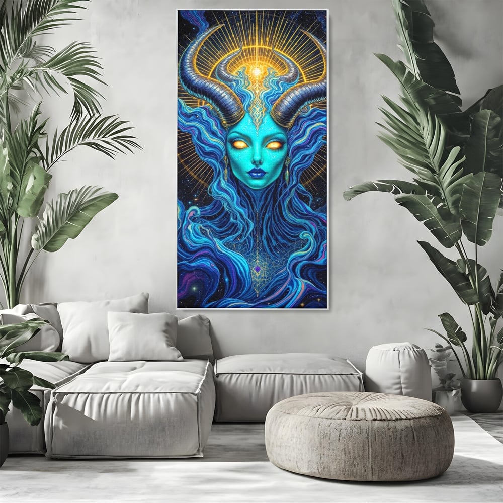 Tablou Canvas Premium, LuxCanva® G1245, Vortex Celest, Queen, Zeitate, Albastru, Energie, Stele, Galactic, Abis, Univers, Ochi, Fantezie, Coarne, Interstelar, Mistic, Hipnoza, Salon, Living, Dormitor