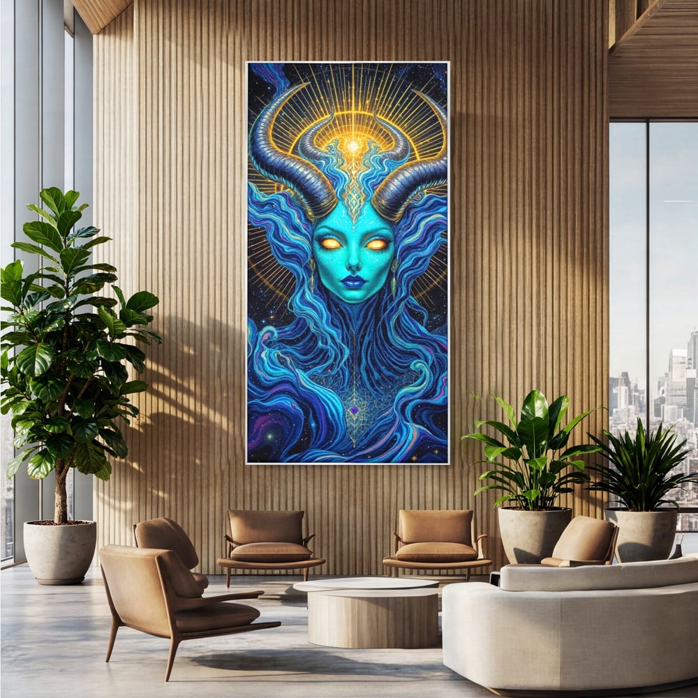Tablou Canvas Premium, LuxCanva® G1245, Vortex Celest, Queen, Zeitate, Albastru, Energie, Stele, Galactic, Abis, Univers, Ochi, Fantezie, Coarne, Interstelar, Mistic, Hipnoza, Salon, Living, Dormitor