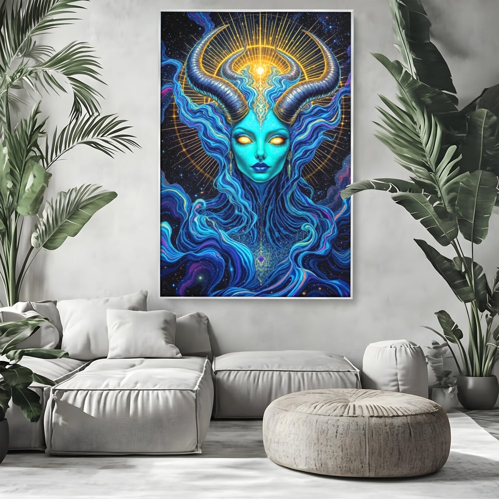Tablou Canvas Premium, LuxCanva® G1245, Vortex Celest, Queen, Zeitate, Albastru, Energie, Stele, Galactic, Abis, Univers, Ochi, Fantezie, Coarne, Interstelar, Mistic, Hipnoza, Salon, Living, Dormitor