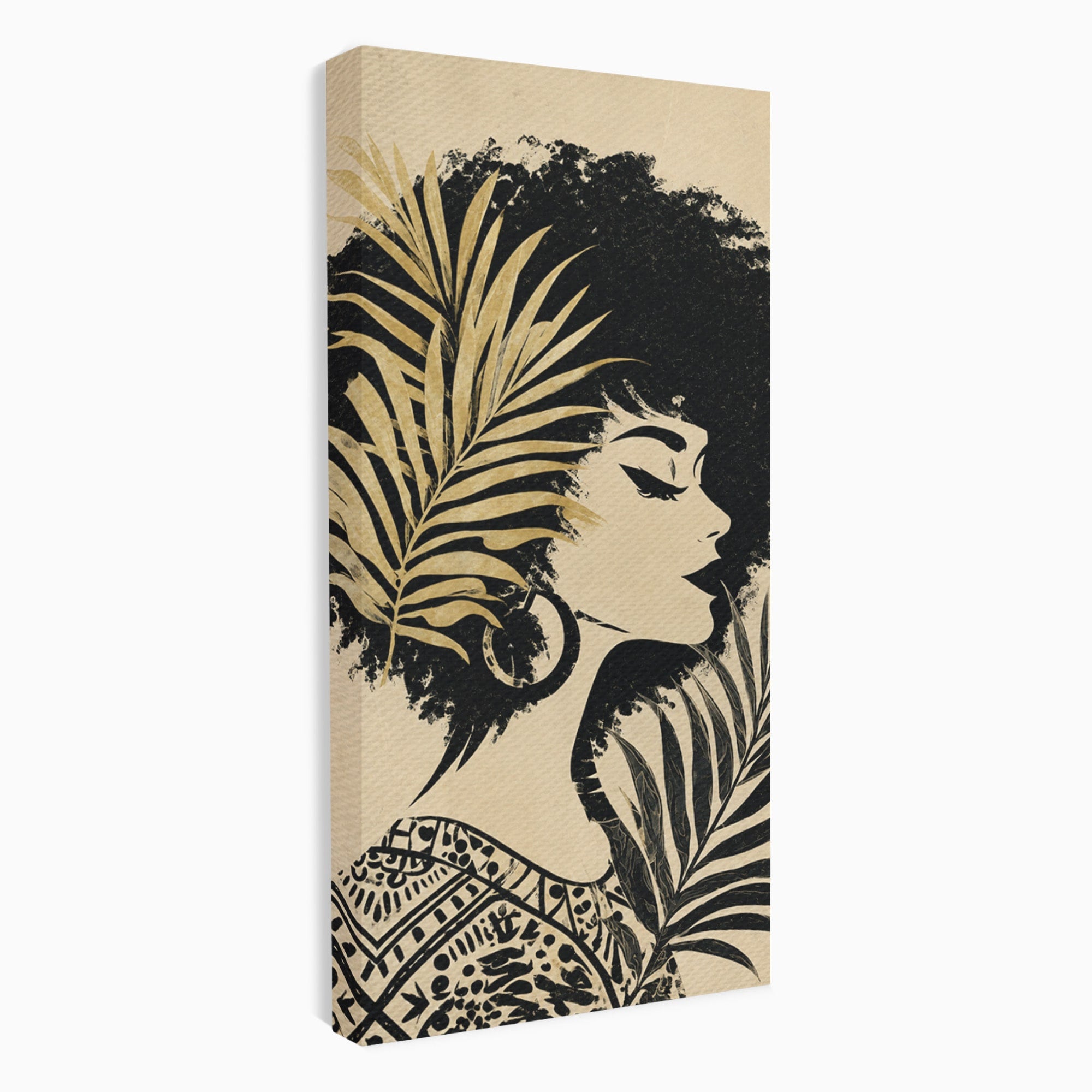 Tablou Canvas Premium LuxCanva® G1246, Silueta Eleganta Afro, Silueta, Femeie, Arta, Portret, Birou, Culori Vibrante