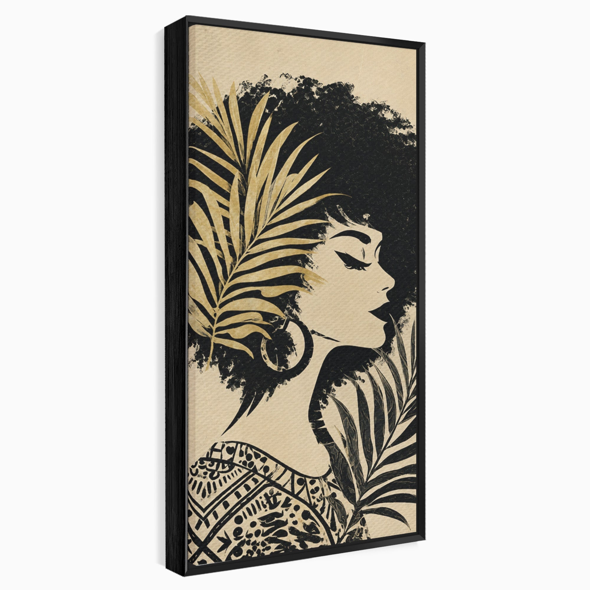 Tablou Canvas Premium LuxCanva® G1246, Silueta Eleganta Afro, Silueta, Femeie, Arta, Portret, Birou, Culori Vibrante