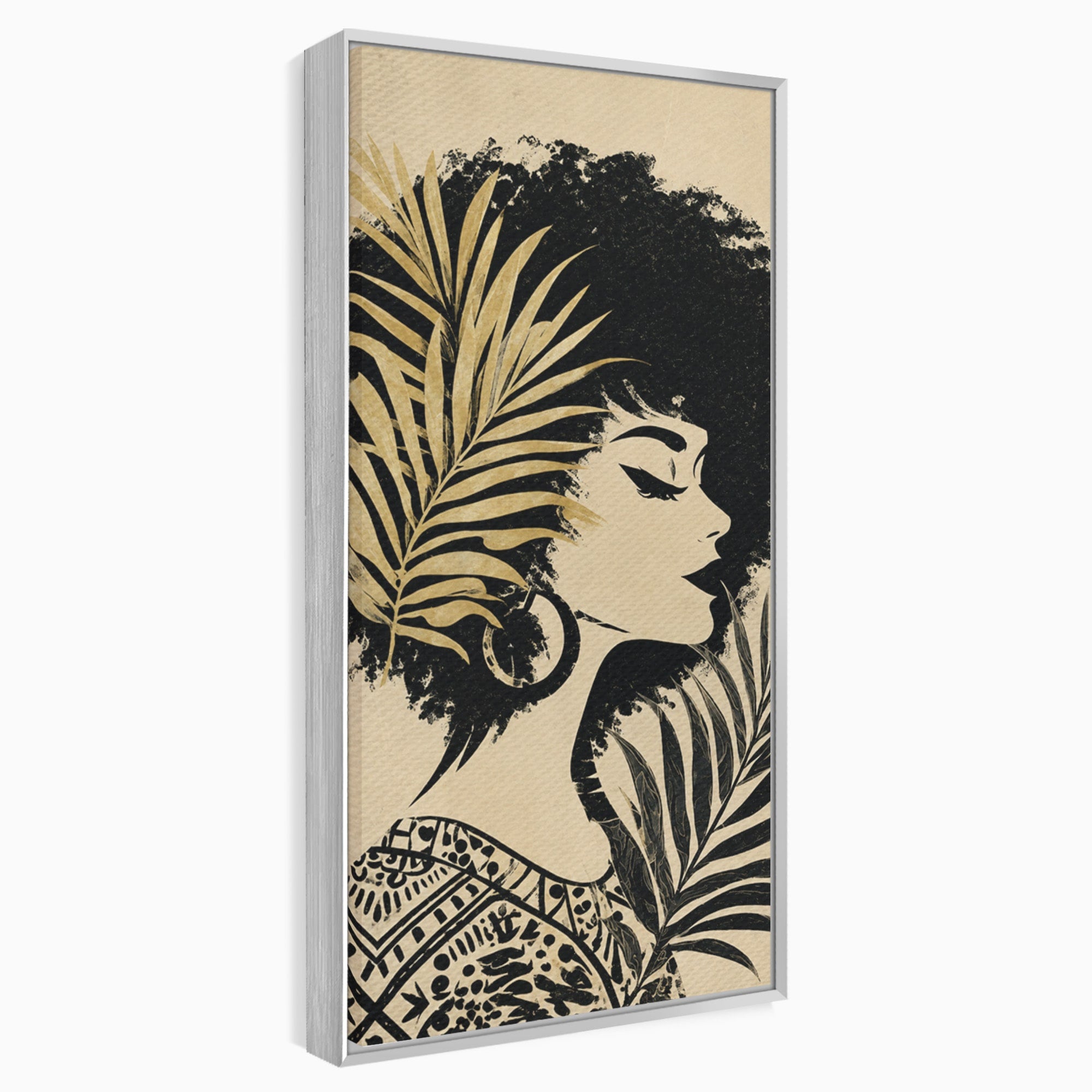 Tablou Canvas Premium LuxCanva® G1246, Silueta Eleganta Afro, Silueta, Femeie, Arta, Portret, Birou, Culori Vibrante