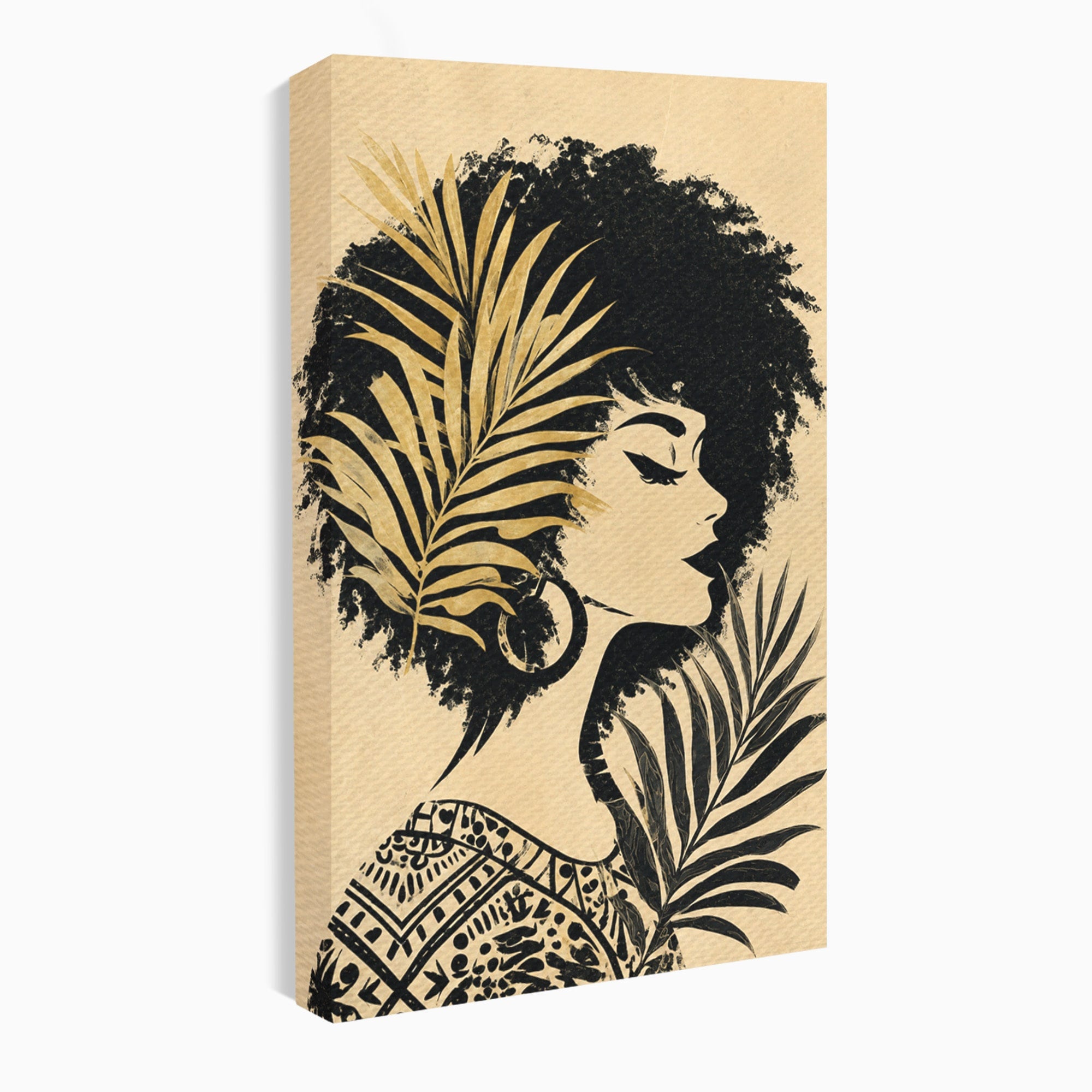 Tablou Canvas Premium LuxCanva® G1246, Silueta Eleganta Afro, Silueta, Femeie, Arta, Portret, Birou, Culori Vibrante