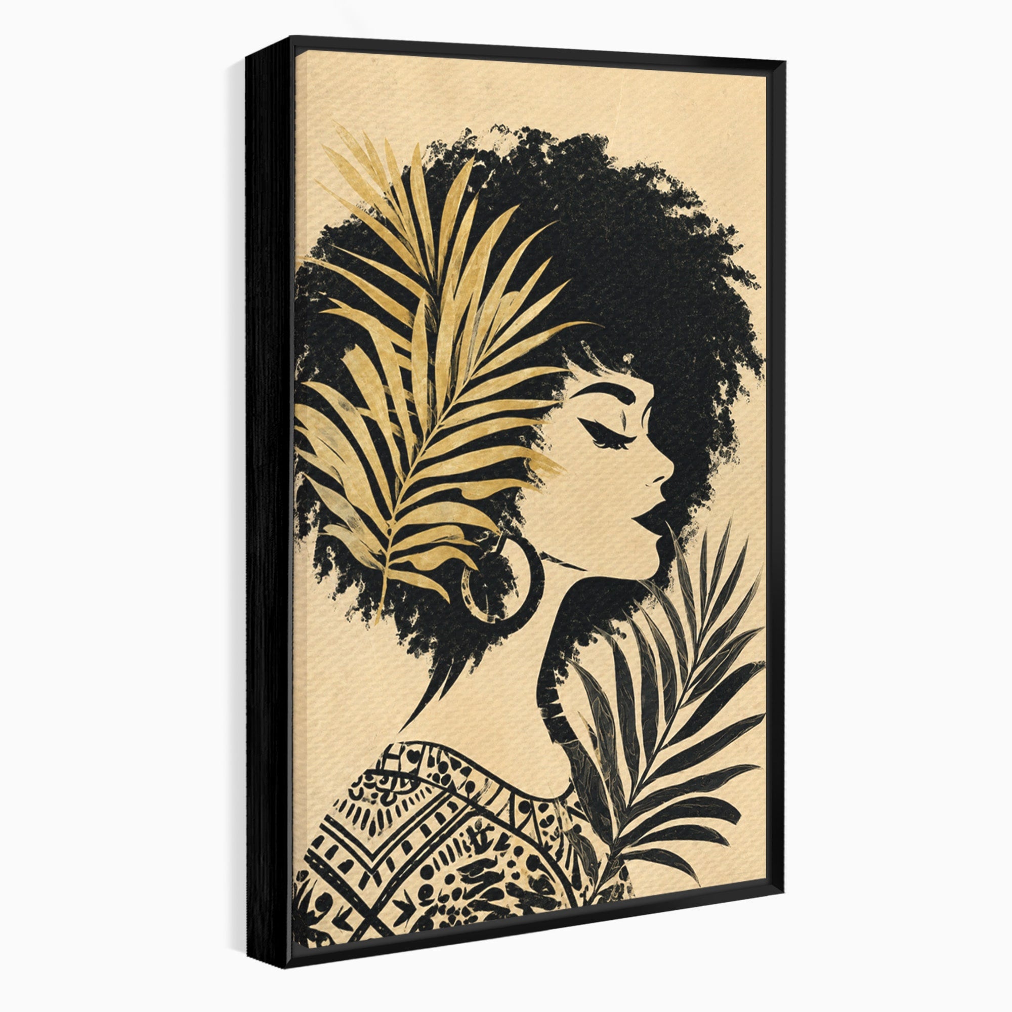 Tablou Canvas Premium LuxCanva® G1246, Silueta Eleganta Afro, Silueta, Femeie, Arta, Portret, Birou, Culori Vibrante