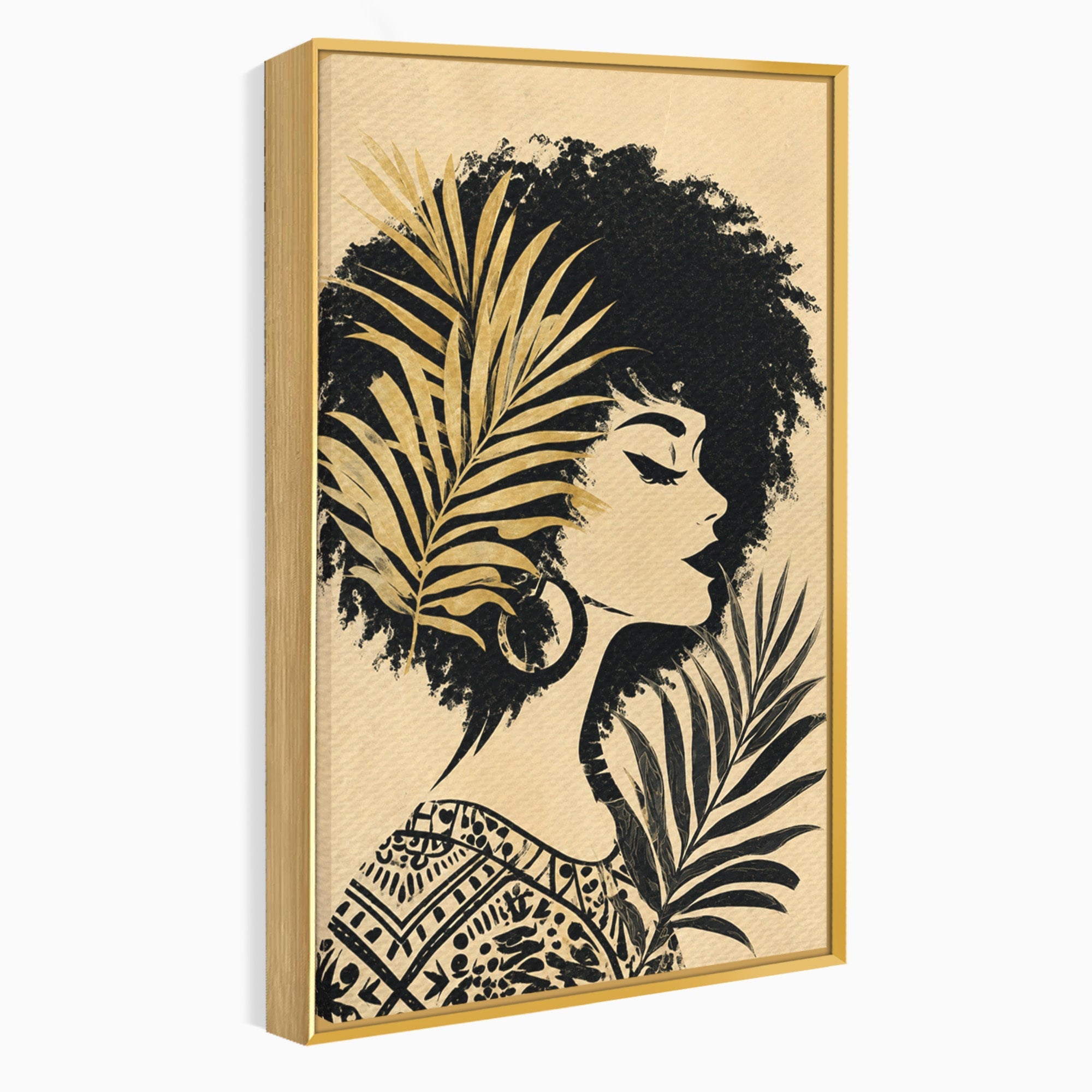 Tablou Canvas Premium LuxCanva® G1246, Silueta Eleganta Afro, Silueta, Femeie, Arta, Portret, Birou, Culori Vibrante