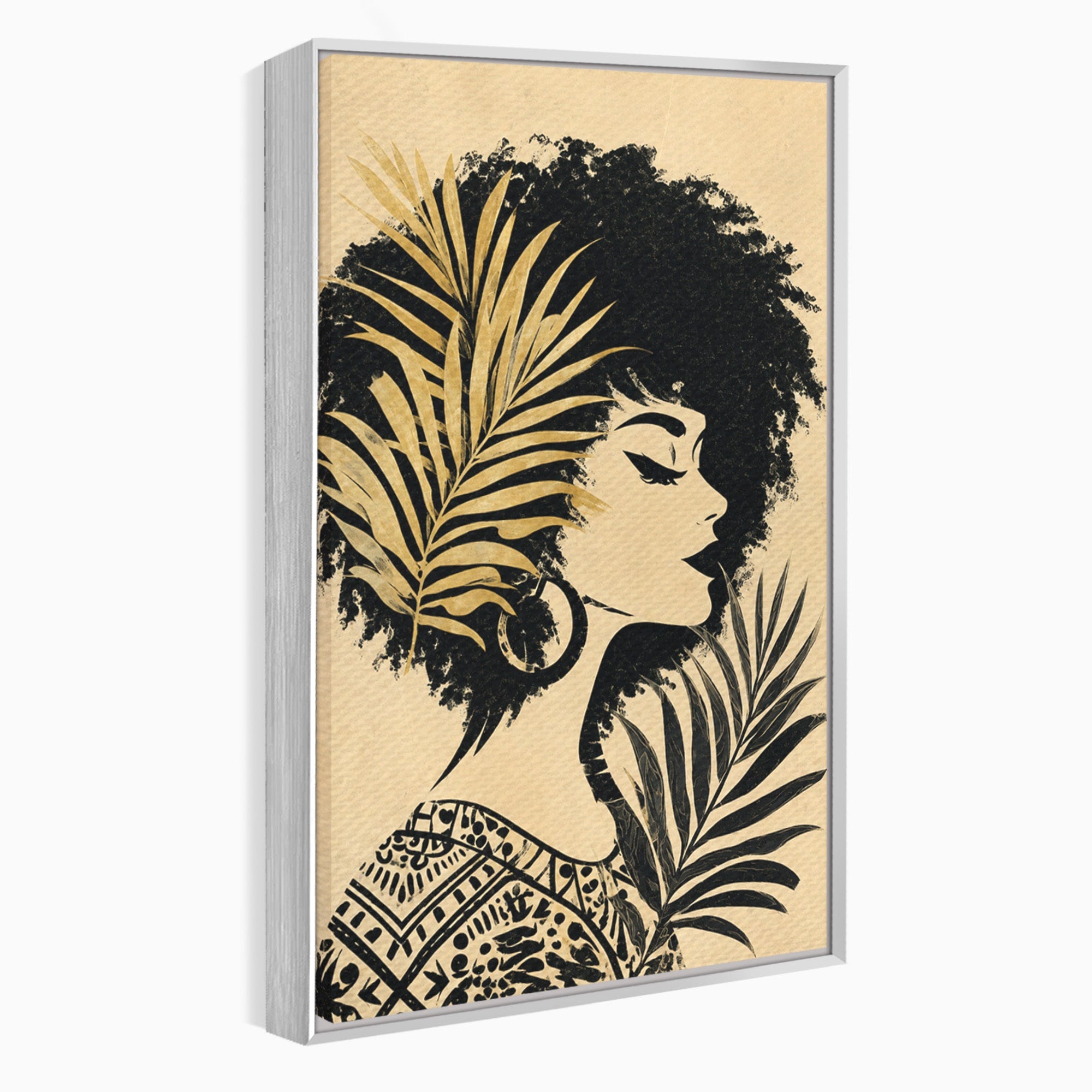 Tablou Canvas Premium LuxCanva® G1246, Silueta Eleganta Afro, Silueta, Femeie, Arta, Portret, Birou, Culori Vibrante