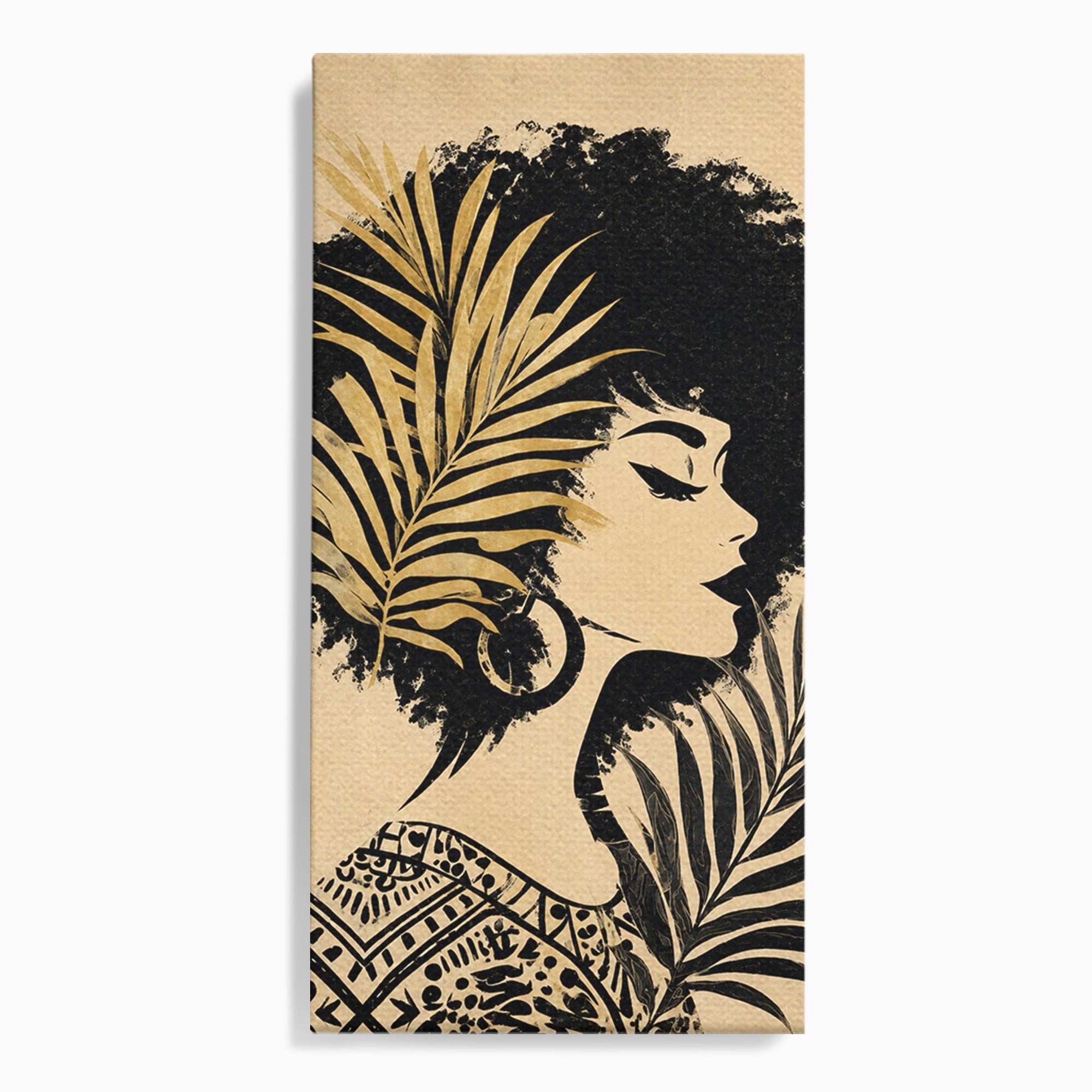 Tablou Canvas Premium LuxCanva® G1246, Silueta Eleganta Afro, Silueta, Femeie, Arta, Portret, Birou, Culori Vibrante